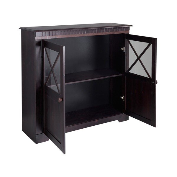 Tmavě hnědá vitrína z borovicového dřeva 95x35 cm Lisa – Støraa-image-2