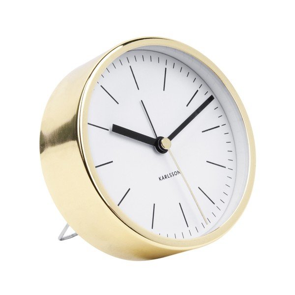 Bílé stolní hodiny s detaily ve zlaté barvě Karlsson Minimal, ⌀ 10 cm