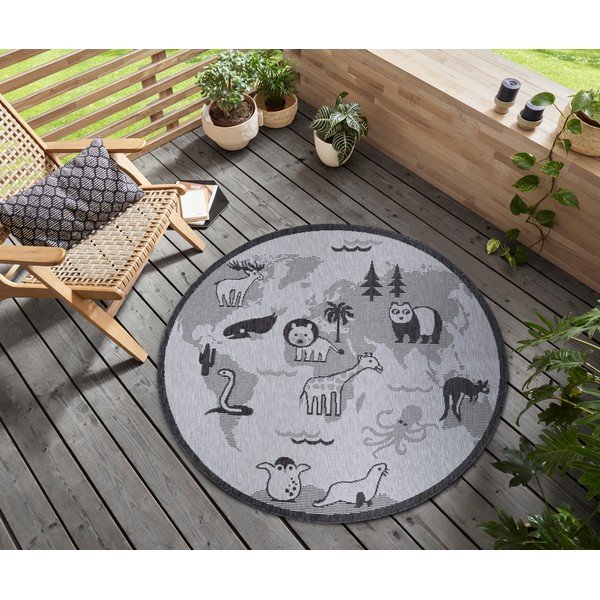 Šedý kulatý koberec ø 120 cm Animal World – Hanse Home-image-1