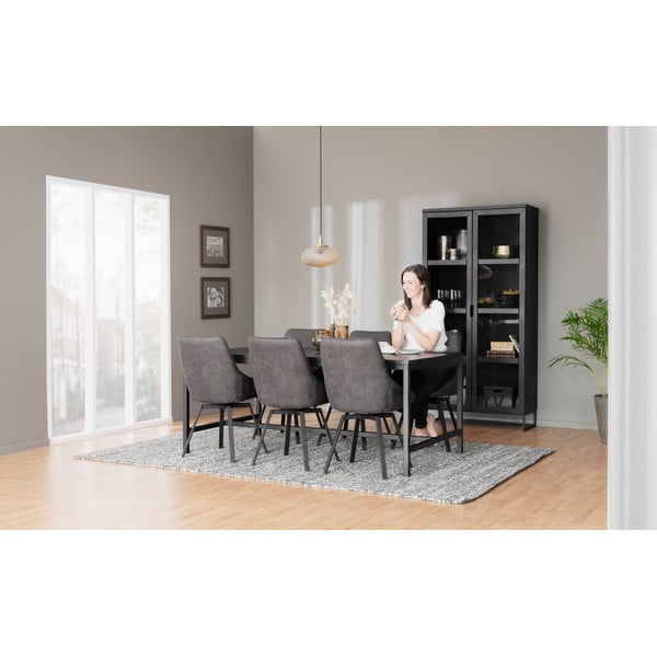 Černá vitrína z dubového dřeva 95x195 cm Everett - Rowico-image-1