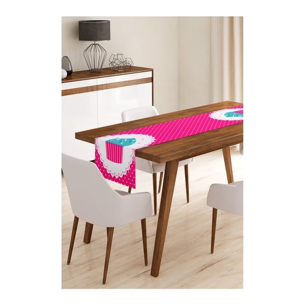 Běhoun na stůl z mikrovlákna Minimalist Cushion Covers Pink Cupcake, 45 x 145 cm