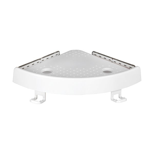 Bílá rohová samodržící plastová koupelnová polička Quick-Fit – Allstar-image-2