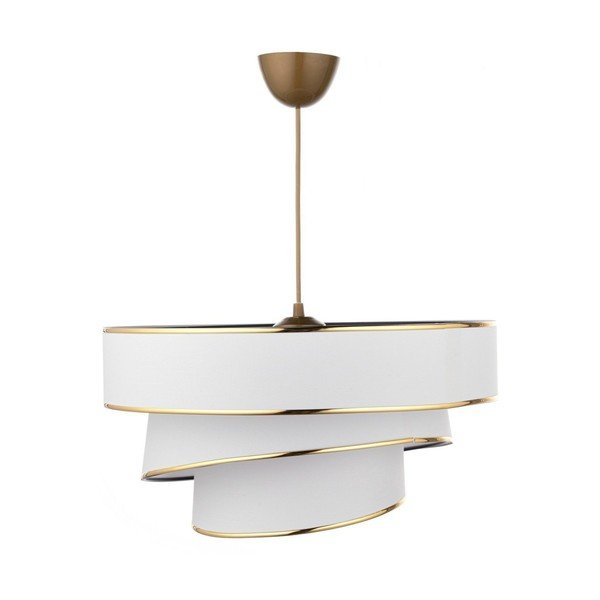 Závěsné svítidlo v bílo-zlaté barvě s textilním stínidlem ø 40 cm Couper – Opviq lights