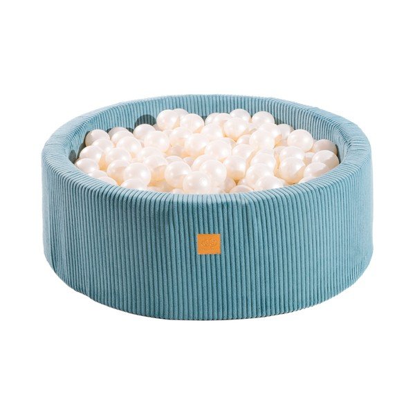 Tyrkysový manšestrový bazének s míčky ø 90x30 cm Montessori – Meowbaby