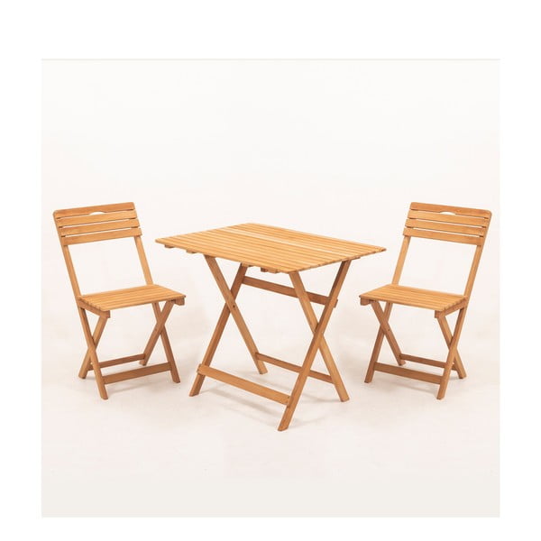 Zahradní jídelní set z bukového dřeva v přírodní barvě pro 2 – Floriane Garden-image-1