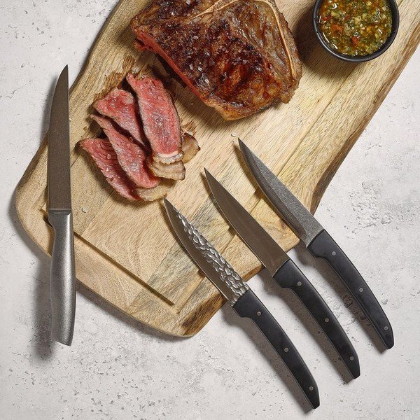 Černé/ve stříbrné barvě ocelové steakové nože v sadě 4 ks Carne – BonBistro-image-2