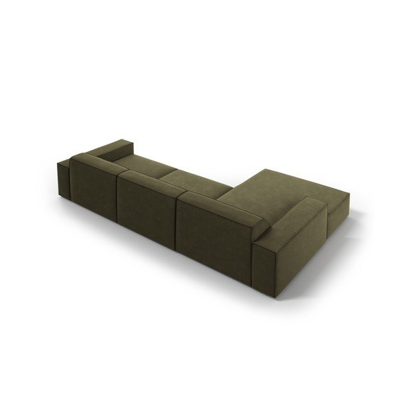 Khaki sametová modulární rohová pohovka (levý roh/s lenoškou) Jodie – Micadoni -image-3