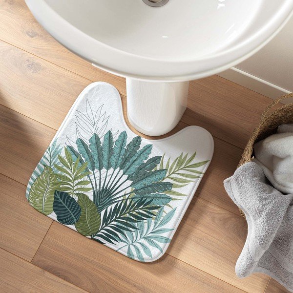 Bílo-zelená WC koupelnová předložka 45x45 cm Panazio – douceur d'intérieur-image-1