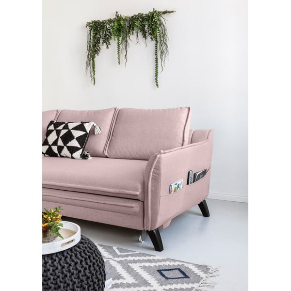 Pudrově růžová rozkládací rohová pohovka Miuform Charming Charlie, levý roh-image-4