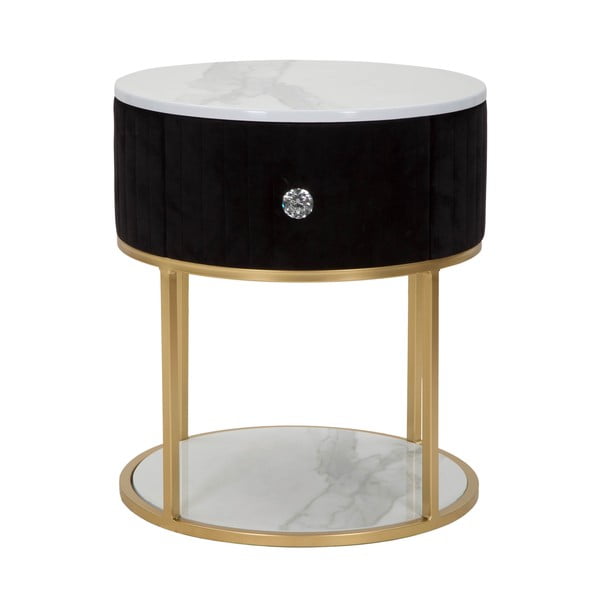 Noční stolek v černo-zlaté barvě Montpellier – Mauro Ferretti
