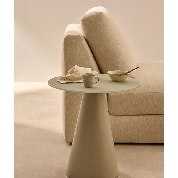 Kulatý odkládací stolek se skleněnou deskou ø 50 cm Wilshire – Kave Home-image-1