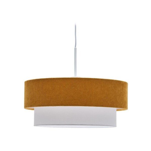 Dětský lustr v hořčicové barvě/bílý s textilním stínidlem Bianella – Kave Home