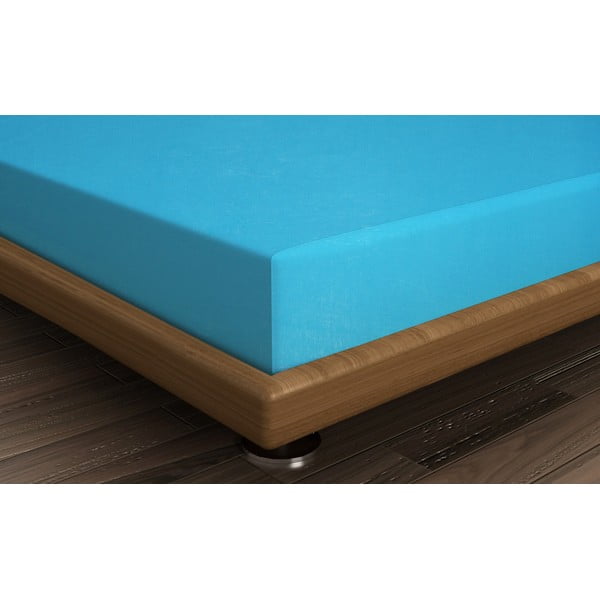 Modré napínací bavlněné prostěradlo 160x200 cm - Mijolnir-image-1