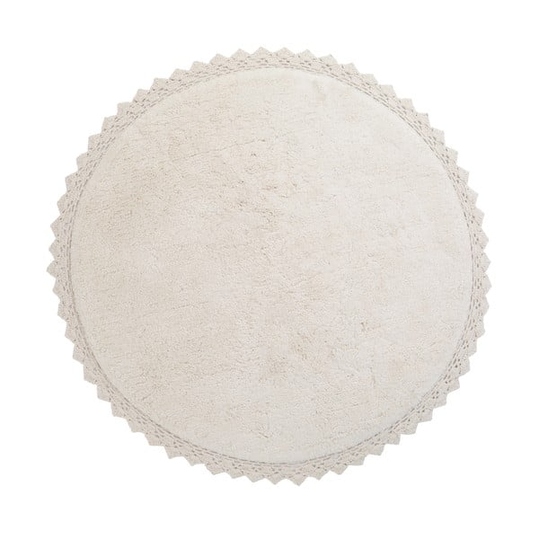 Krémově bílý ručně vyrobený bavlněný koberec Nattiot Perla, ø 110 cm