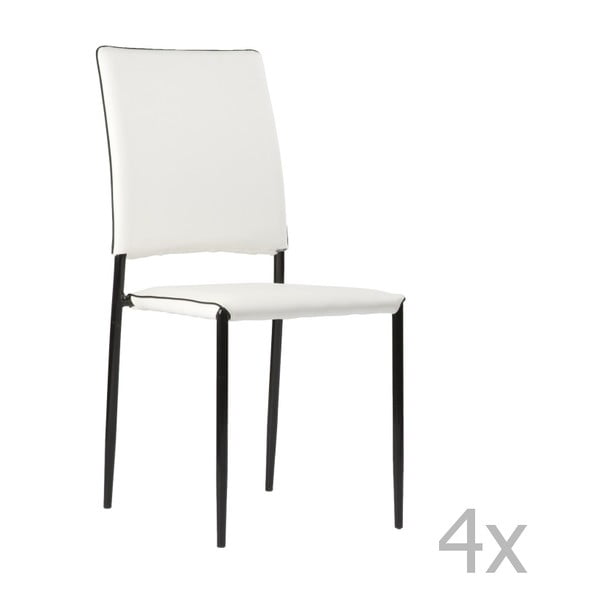 Sada 4 bílých jídelních židlí Pondecor Salvador