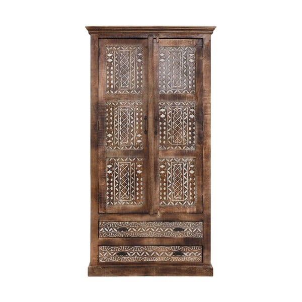 Hnědá šatní skříň z mangového dřeva 190x45 cm Maneesh – Støraa