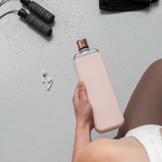 Růžové silikonové pouzdro na lahev SLIM Memobottle Sleeve