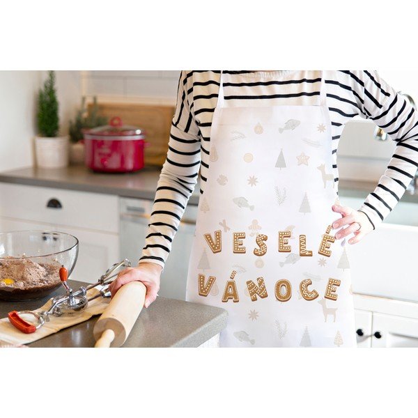 Bavlněná zástěra s vánočním motivem Veselé Vánoce – Butter Kings-image-1