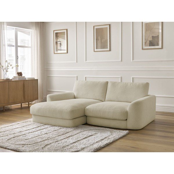 Béžová rohová pohovka z textilie bouclé (levý roh/s lenoškou) Leonore – Bobochic Paris-image-4