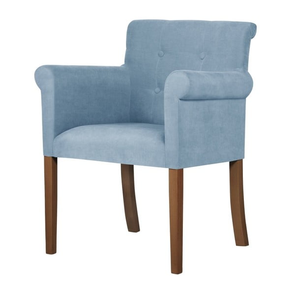 Světle modrá židle s tmavě hnědými nohami z bukového dřeva Ted Lapidus Maison Flacon