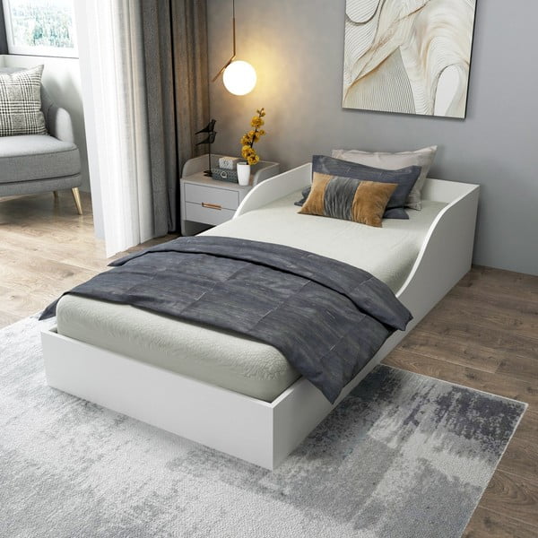 Bílá jednolůžková postel 90x190 cm Oya – Kalune Design-image-1