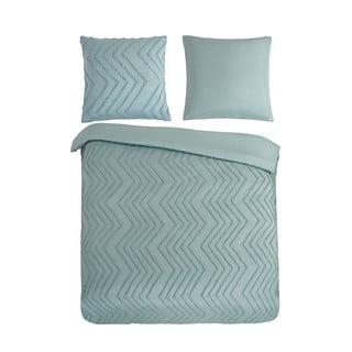Světle zelené prodloužené povlečení na dvoulůžko z mikrovlákna 200x220 cm Pure Zigzag – Good Morning