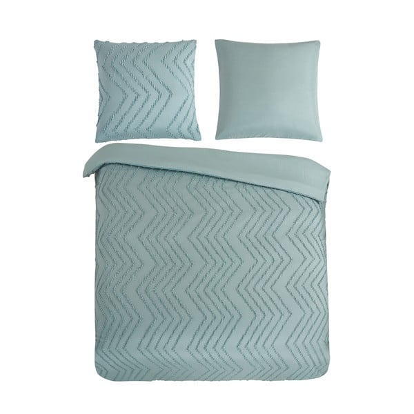 Světle zelené prodloužené povlečení na dvoulůžko z mikrovlákna 200x220 cm Pure Zigzag – Good Morning