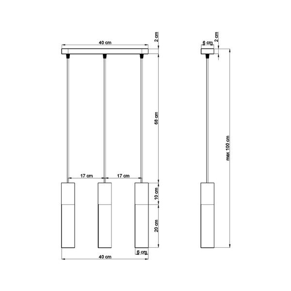 Černo-šedé závěsné svítidlo Sollux Edo, délka 40 cm-image-2