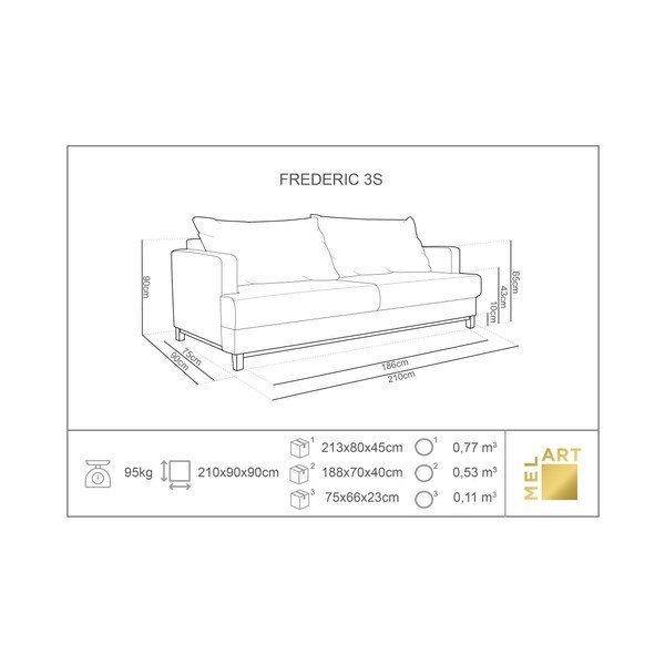 Červená rozkládací třímístná pohovka Melart Frederic-image-2