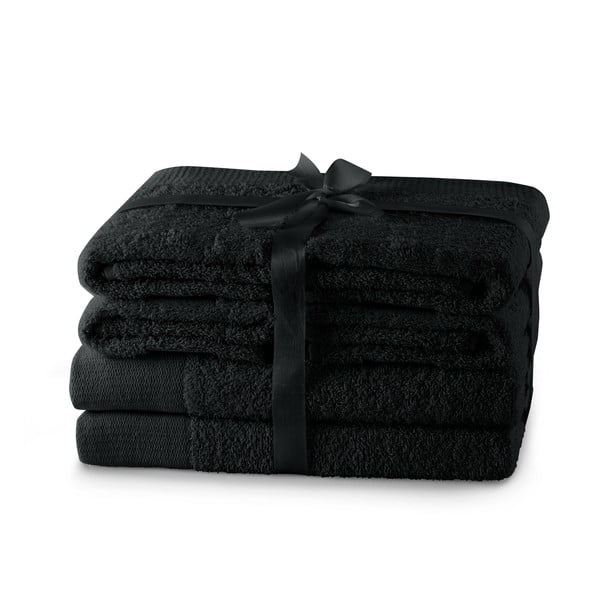 Černé froté bavlněné ručníky a osušky v sadě 6 ks Amari – Restilo