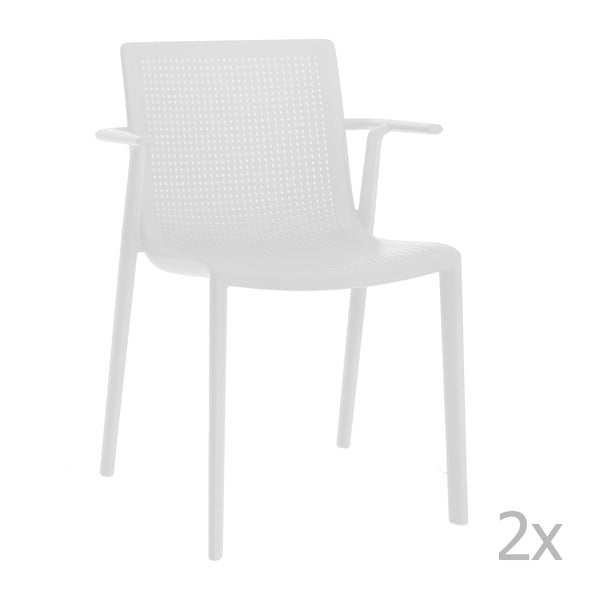 Sada 2 bílých  zahradních židlí s područkami Resol Beekat
