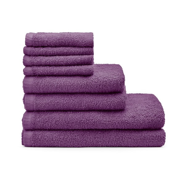 Fialové rychleschnoucí/froté bavlněné ručníky a osušky v sadě 8 ks Quick Dry – Catherine Lansfield