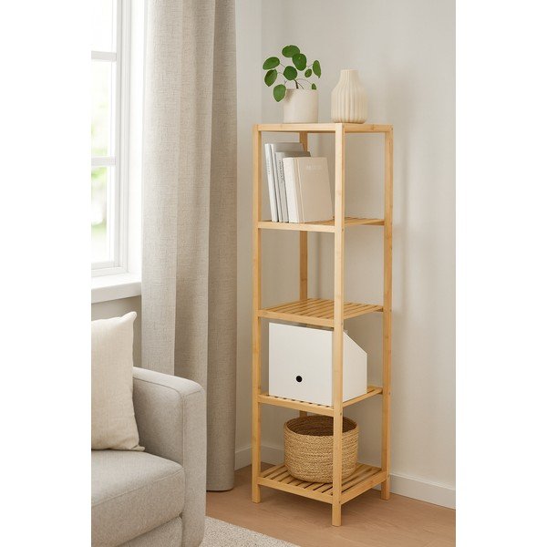 Bambusový koupelnový regál v přírodní barvě 37x140 cm Skaren – Bonami Essentials-image-4