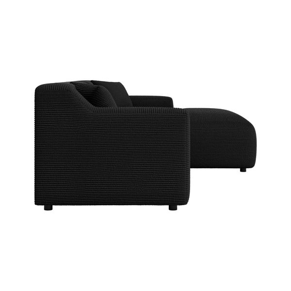 Černá manšestrová rohová pohovka (pravý roh/s lenoškou) Martin – Ropez-image-3