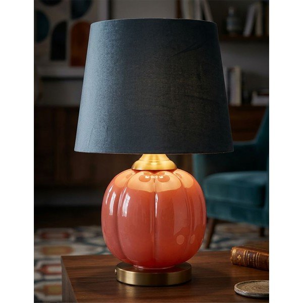 Červená/modrá skleněná stolní lampa s textilním stínidlem (výška 50 cm) Helene – Mauro Ferretti-image-1