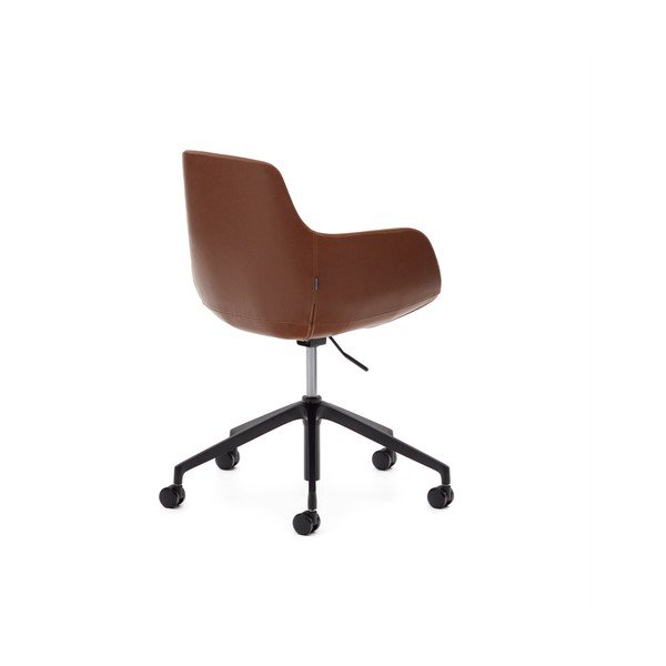 Koňakově hnědá kancelářská židle z imitace kůže Tissiana – Kave Home-image-4