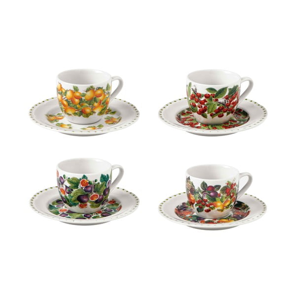 Sada 4 porcelánových šálků s podšálky Brandani Le Primizie