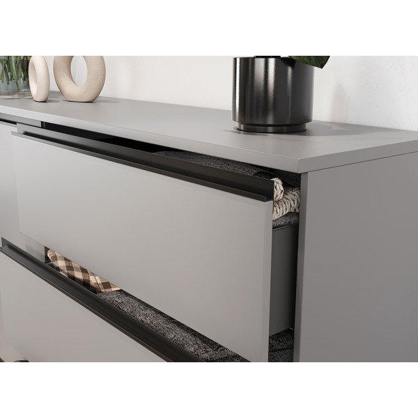 Šedá nízká komoda 135x91 cm Bastia – Germania-image-3