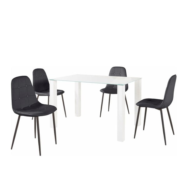 Sada jídelního stolu a 4 černých židlí Støraa Dantel, délka stolu 80 cm