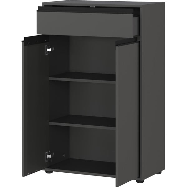 Antracitová vysoká koupelnová skříňka 63x98 cm Lemont – Germania-image-3