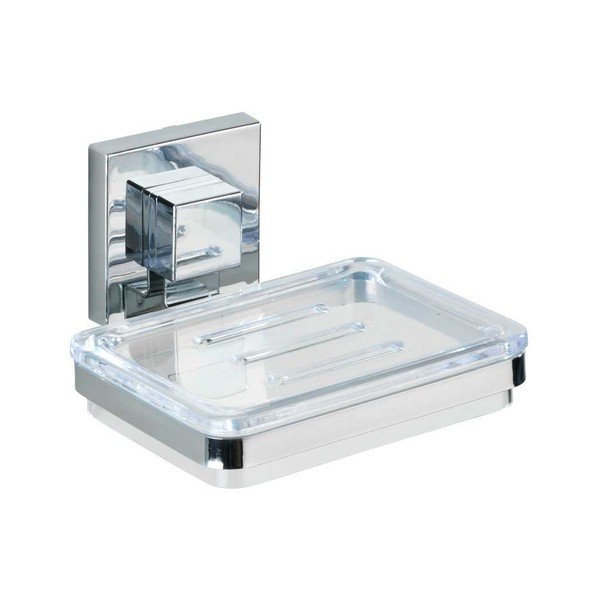 Samodržící plastová sada doplňků do koupelny v leskle stříbrné barvě Quadro – Wenko-image-4