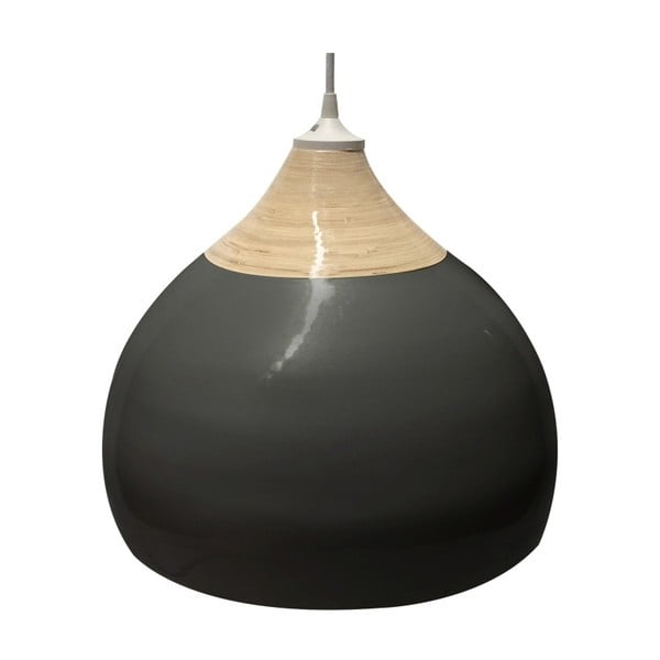Černé stropní světlo z bambusu Karlsson Glazed, průměr 33 cm