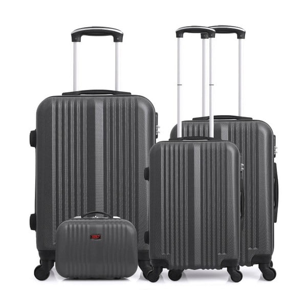 Sada 4 tmavě šedých cestovních kufrů na kolečkách Hero Lipari-C
