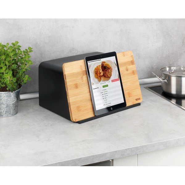 Černá dóza na chléb s bambusovým poklopem Wenko Kubo-image-2