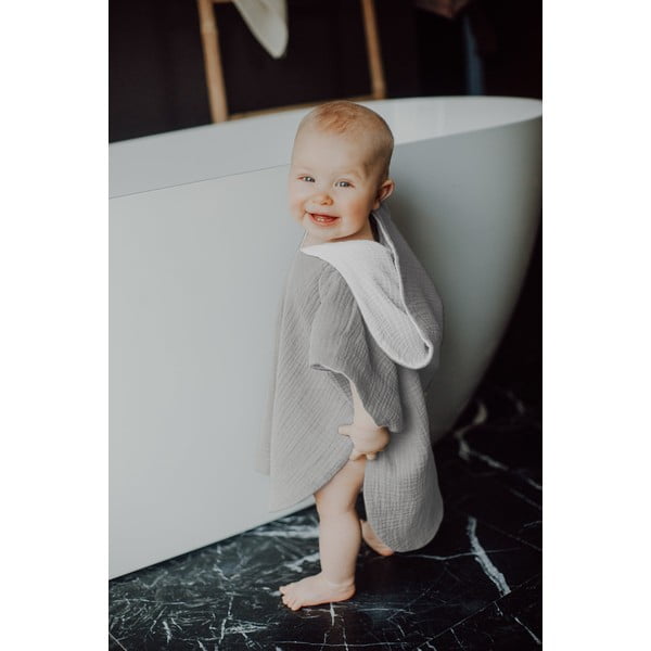 Šedé mušelínové dětské pončo velikost M – Malomi Kids-image-1