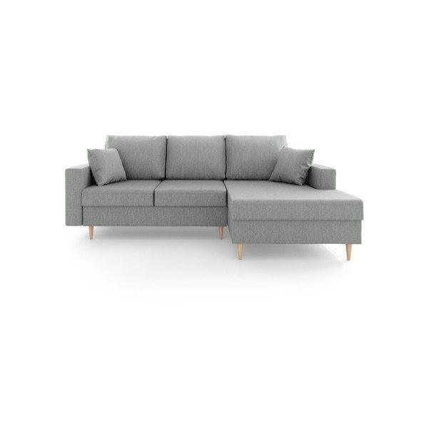 Šedá rozkládací pohovka s úložným prostorem Mazzini Sofas Aubrieta, pravý roh-image-3