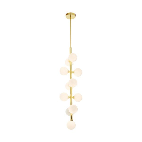 Bílé/ve zlaté barvě kovové závěsné svítidlo se skleněným stínidlem ø 27 cm Trieste – Premier Housewares-image-2