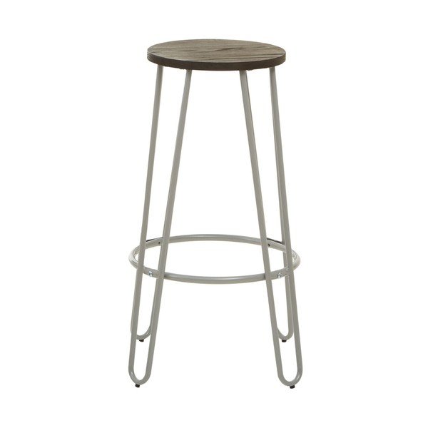Šedá/v tmavě přírodní barvě barová stolička z jilmového dřeva (výška sedáku 75 cm) District – Premier Housewares-image-2