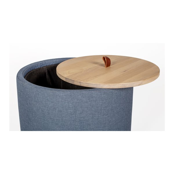 Odkládací stolek v denimově modré barvě se snímatelnou deskou z dubového dřeva Askala Ibisco, ⌀ 56 cm-image-1