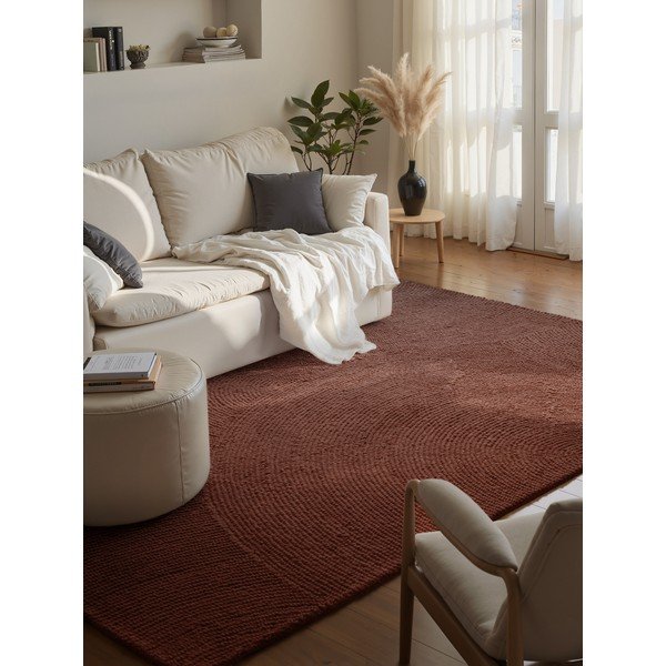 Ručně tkaný vlněný koberec v cihlové barvě 120x180 cm Calmio – Hanse Home-image-1
